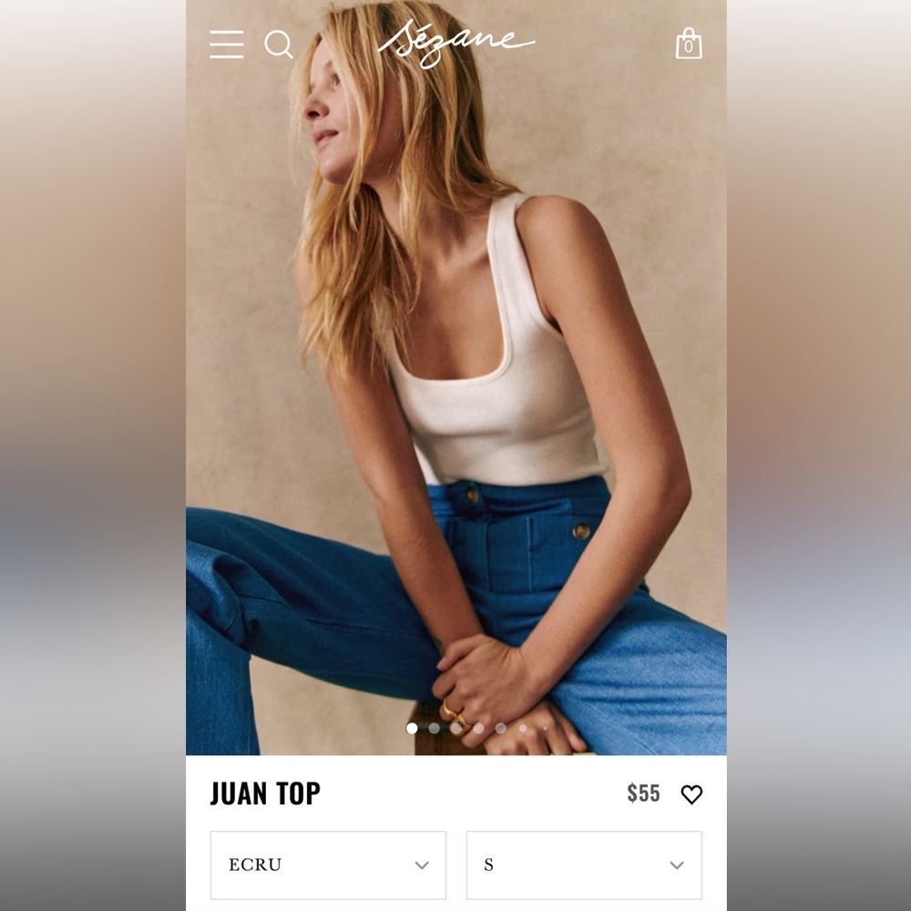 Sezane Juan Top Rib Tank size S